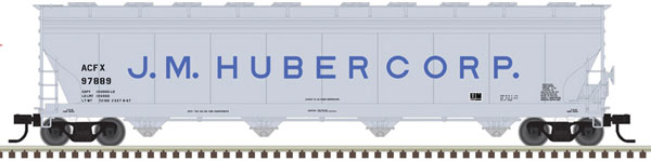 Atlas HO ACF 5701 Centerflow Plastics Hopper - Ready to Run - Master(R) -- J.M. Huber Corp. ACFX 97883 (gray, blue)