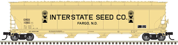 Atlas HO ACF 5701 Centerflow Grain Hopper - Ready to Run - Master(R) -- Interstate Seed Co. CRDX 1060 (yellow, black)
