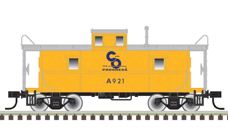 Atlas HO C&O-Style Steel Center-Cupola Caboose - Ready to Run -- Chesapeake & Ohio A921 (yellow, blue)