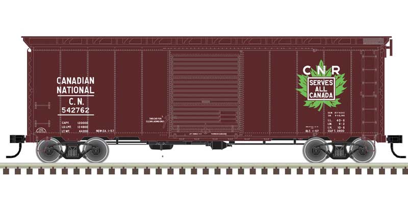 Atlas HO 40' Postwar Boxcar with 8' Door - Ready to Run - Master(R) -- Canadian National 542762 (Boxcar Red, white, green, Serves All Canada)