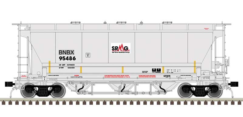 Trinity 3230 3-Bay Covered Hopper - Ready to Run - Master(R) Plus -- Greenbrier Management Services BNBX 95486 (gray, black, red)