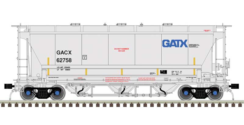 Trinity 3230 3-Bay Covered Hopper - Ready to Run - Master(R) Plus -- General American GACX 62763 (gray, black, blue)