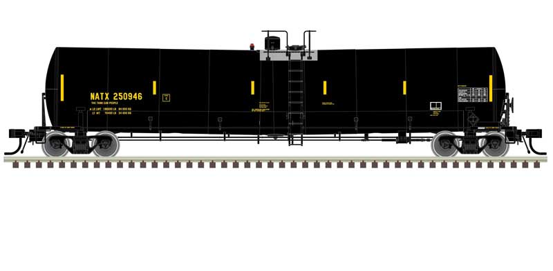 Atlas HO Trinity 25,500-Gallon Tank Car - Ready to Run - Master(R) -- NATX #250946 (black, yellow UTCK repaint)