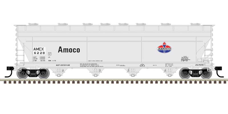 Atlas ACF 5250 Centerflow Covered Hopper - Ready to Run - Master(R) Plus -- Amoco 6228 (gray, blue, red) - ATL20006904