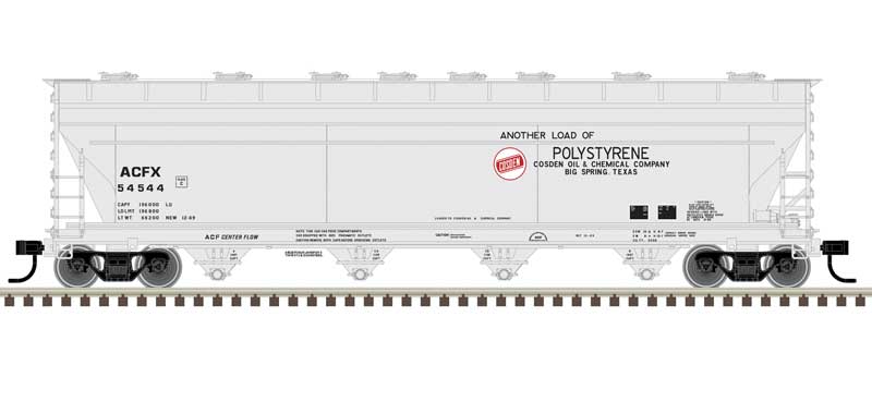 Atlas ACF 5250 Centerflow Covered Hopper - Ready to Run - Master(R) Plus -- Cosden Chemical 54556 (gray, red) - ATL20006906
