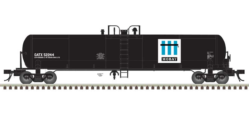Atlas HO GATX 20,700-Gallon Tank Car - Ready to Run - Master(R) -- Mobay Chemicals GATX #52244 (black, white, blue)