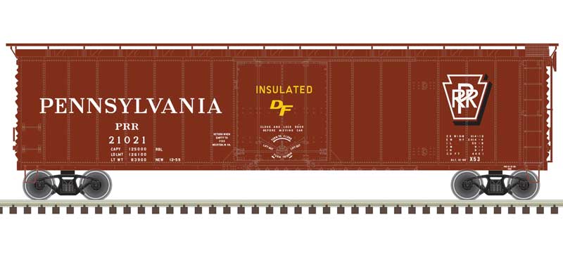 Atlas HO 50' Plug-Door Boxcar - Ready to Run - Master(R) -- Pennsylvania Railroad #21021 (Tuscan, white, Shadow Keystone)