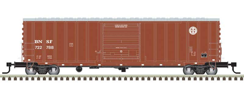 Atlas HO ACF 50' Precision Design Rib-Side Boxcar - Ready to Run - Master(R) -- Burlington Northern Santa Fe (BNSF) #723016 (Boxcar Red, white)