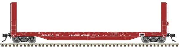 Atlas HO 51'6" Bulkhead Flatcar - Ready to Run - Master(R) -- Canadian National #603180 (Boxcar Red, white)