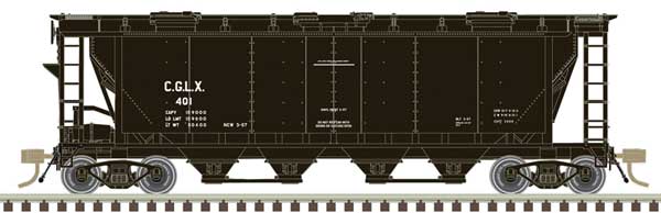 Atlas HO Slab-Side Covered Hopper - Ready to Run - Master(R) -- CGLX #402 (black, white)