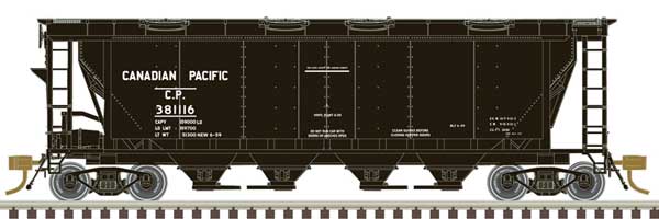 Atlas HO Slab-Side Covered Hopper - Ready to Run - Master(R) -- Canadian Pacific #381116 (black, white)