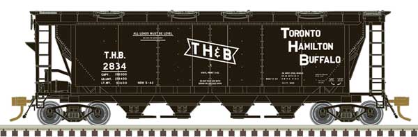 Atlas HO Slab-Side Covered Hopper - Ready to Run - Master(R) -- Toronto, Hamilton and Buffalo #2834 (black, white)