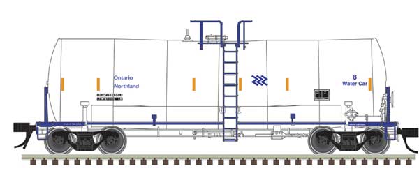 Atlas HO Trinity 17,600-Gallon Corn Syrup Tank Car - Ready to Run -- Ontario Northland #8 (white, blue, yellow, Chevron Logo)