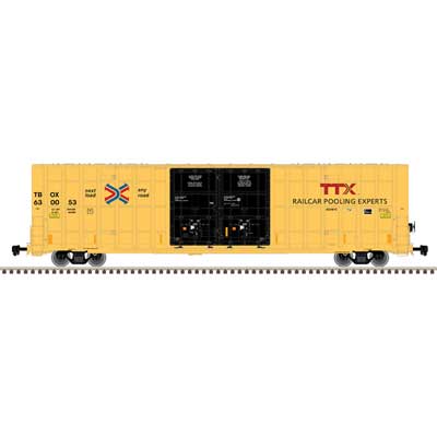 Atlas HO Gunderson 7550 Double Plug-Door Boxcar - Ready to Run - Master(R) -- TTX #630148 (yellow, black, High Reporting Marks)