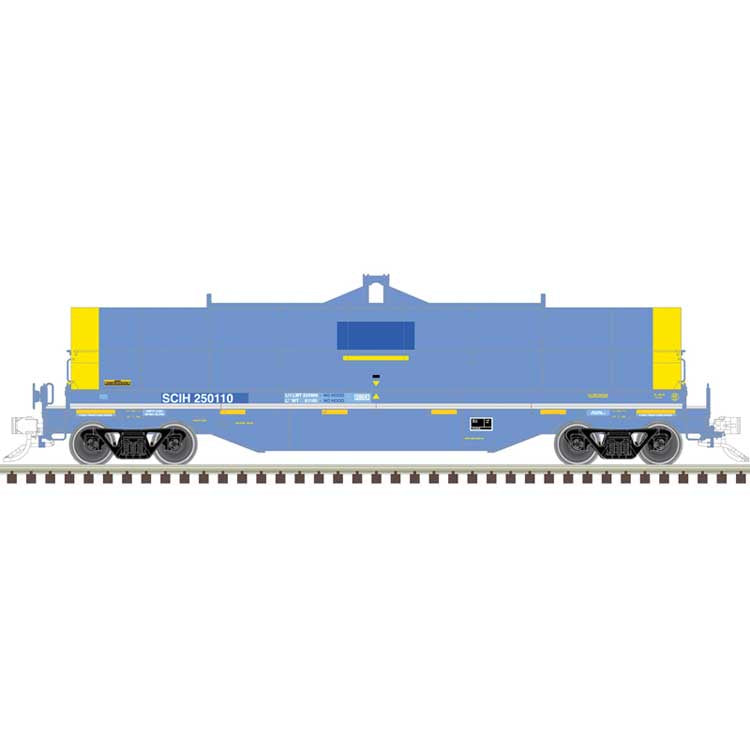 Atlas HO 42' Coil Steel Car with Fishbelly Side Sill - Ready to Run - Master¨ -- South Chicago & Indiana Harbor SCIH #250110 (blue, yellow)