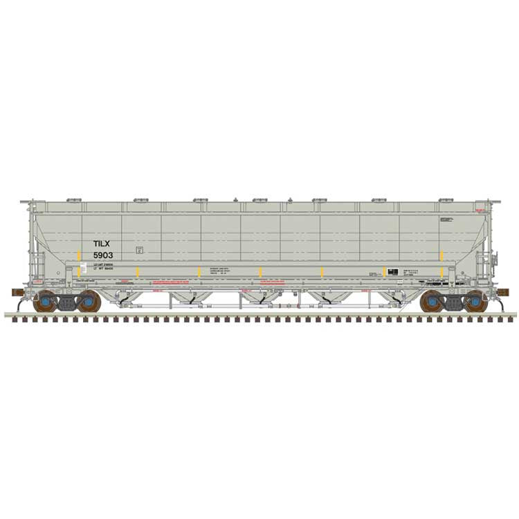 Atlas HO Trinity 5660 PD Covered Hopper - Ready to Run -- Atlas HO Trinity Industries Leasing TILX #6071 (gray, black, yellow conspicuity strip