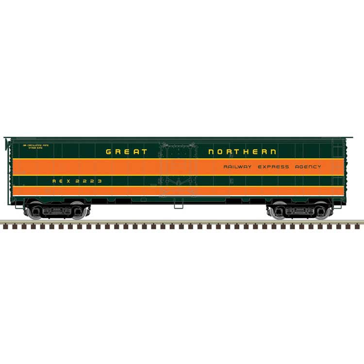 Atlas HO ACF/REA Steel Express Reefer - Ready to Run - Master(R) -- Great Northern #2234 (REA Leaseback, Omaha Orange, Pullman Green)