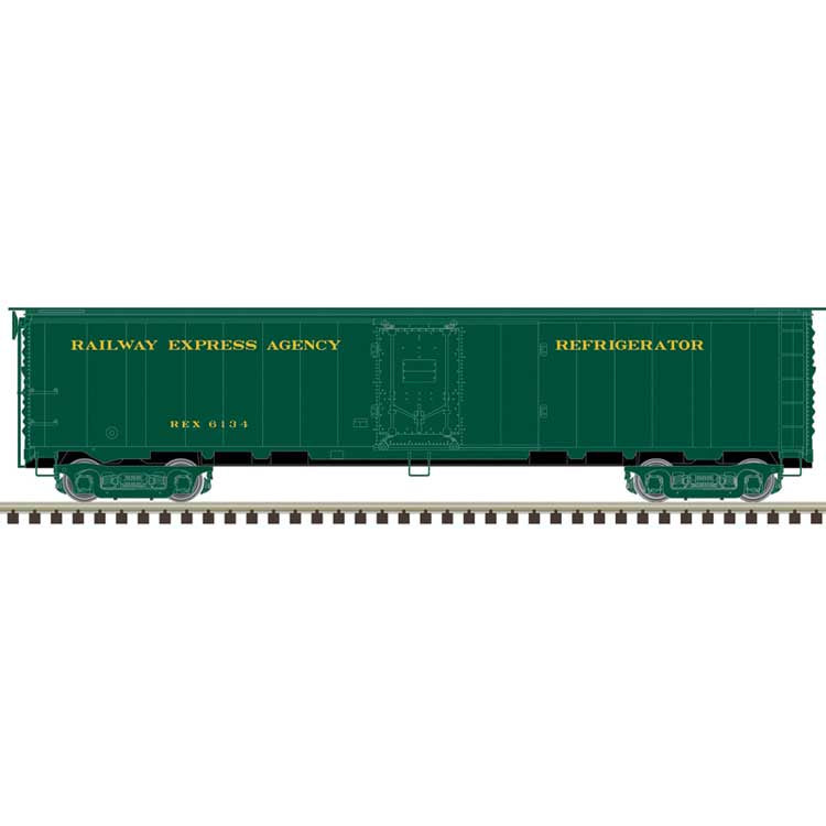 Atlas HO ACF/REA Steel Express Reefer - Ready to Run - Master(R) -- Railway Express Agency #6383 (Early 1950s, green)