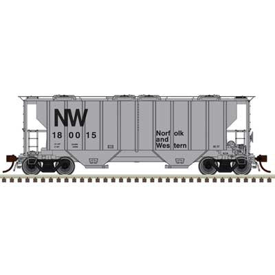Atlas HO Portec 3000 2-Bay Covered Hopper - Ready to Run - Master(R) -- Norfolk & Western #180026 (gray, black, NW Logo)