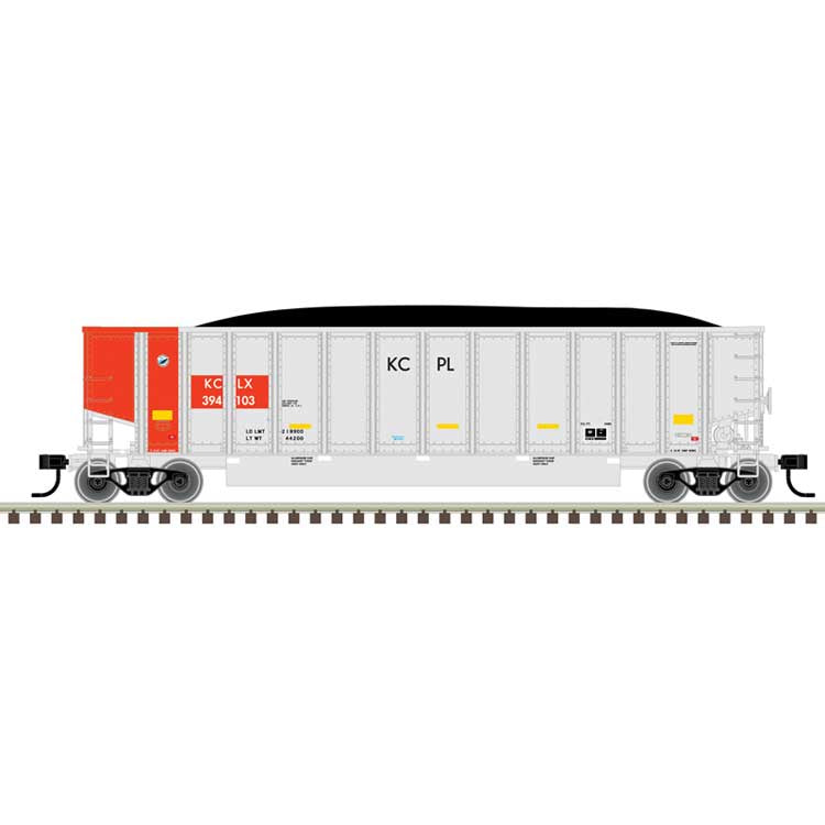 Atlas HO Aluminum Coal Gondola - Ready to Run -- Kansas City Power & Light KCLX #394080 (aluminum, red)