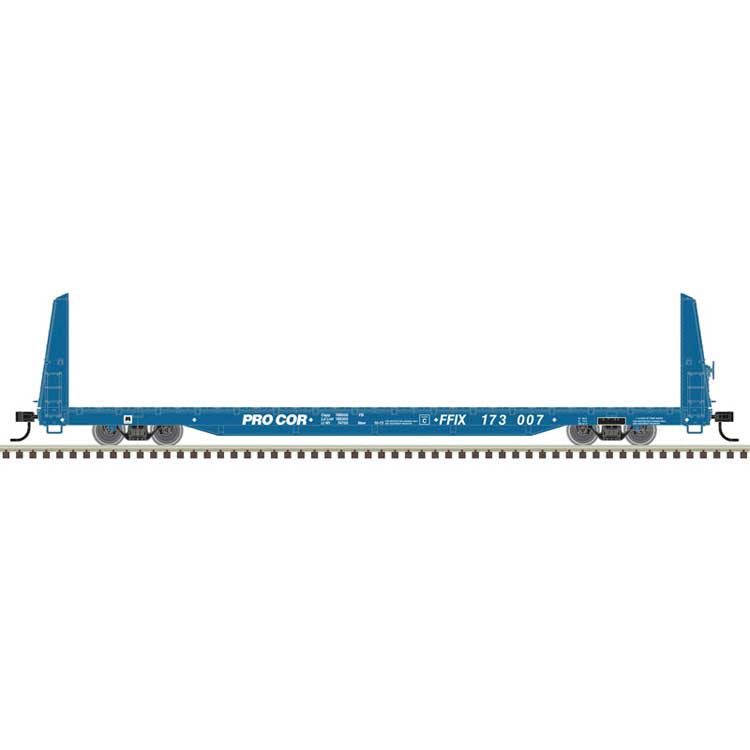 Atlas HO 62' Bulkhead Flatcar - Ready to Run -- Procor FFIX #173016 (dark blue)