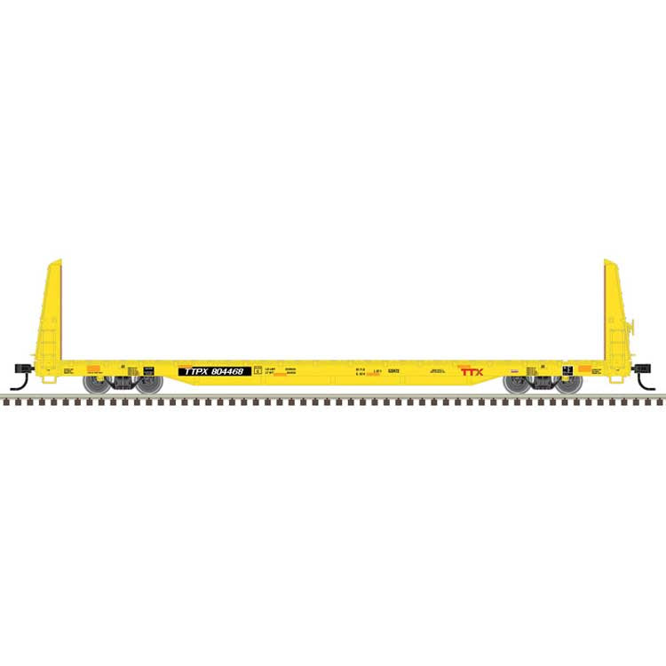 Atlas HO 62' Bulkhead Flatcar - Ready to Run -- TTX TTPX #804511 (yellow, black, Forward Thinking Logo)