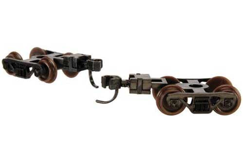 Atlas 22081 N Talgo-Type Freight Car Trucks with Accumate Knuckle Couplers -- 70-Ton Roller Bearing with Extended Bolster pkg(2)