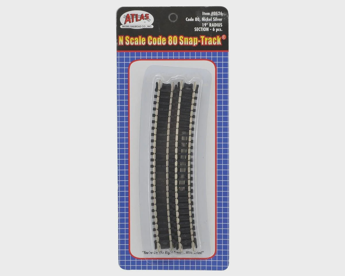 Atlas Curved Snap-Track(R) -- 19" Radius, Black Ties pkg(6) - ATL2526