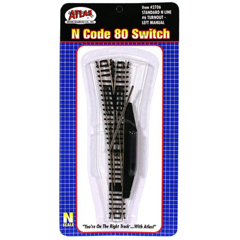 Atlas Code 80 No. 6 Manual Turnout (Switch) - Standard Line -- Left Hand - ATL2706