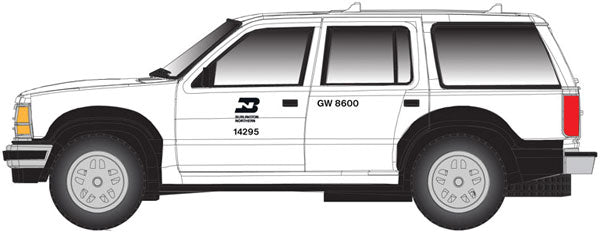 Atlas 1993 Ford Explorer - Assembled -- Burlington Northern (white, black) - ATL30000136