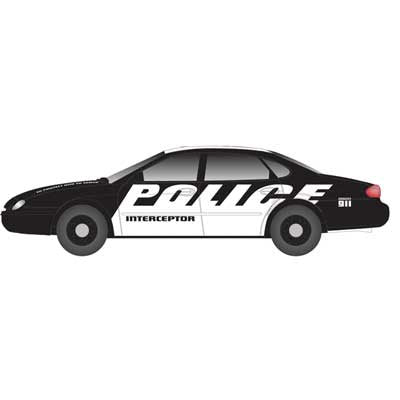 Atlas HO 1996 Ford Taurus 4-Door Sedan - Assembled -- Police Interceptor (black, white)