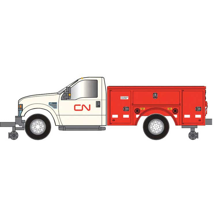Atlas HO 2008 Ford(R) F-350 Hi-Rail Pickup Truck - Assembled -- Canadian National (CN) (white, red)