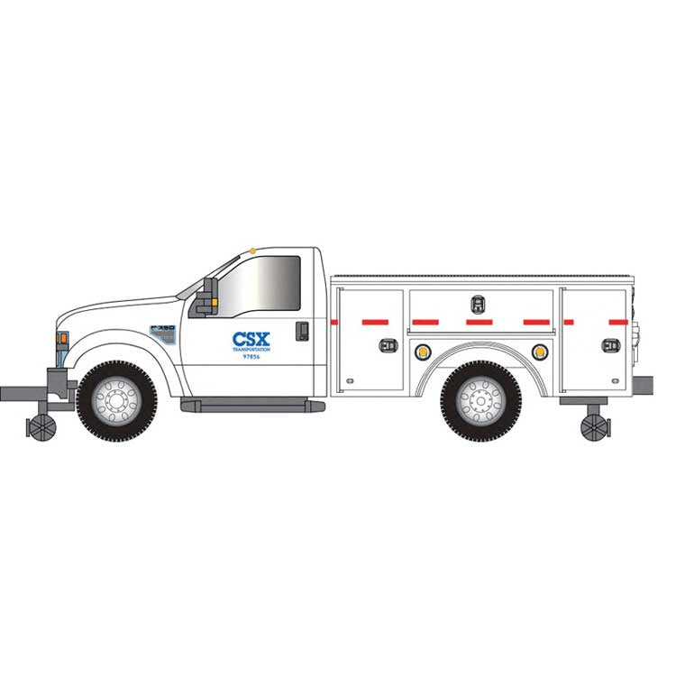 Atlas HO 2008 Ford(R) F-350 Hi-Rail Pickup Truck - Assembled -- CSX (white, blue)