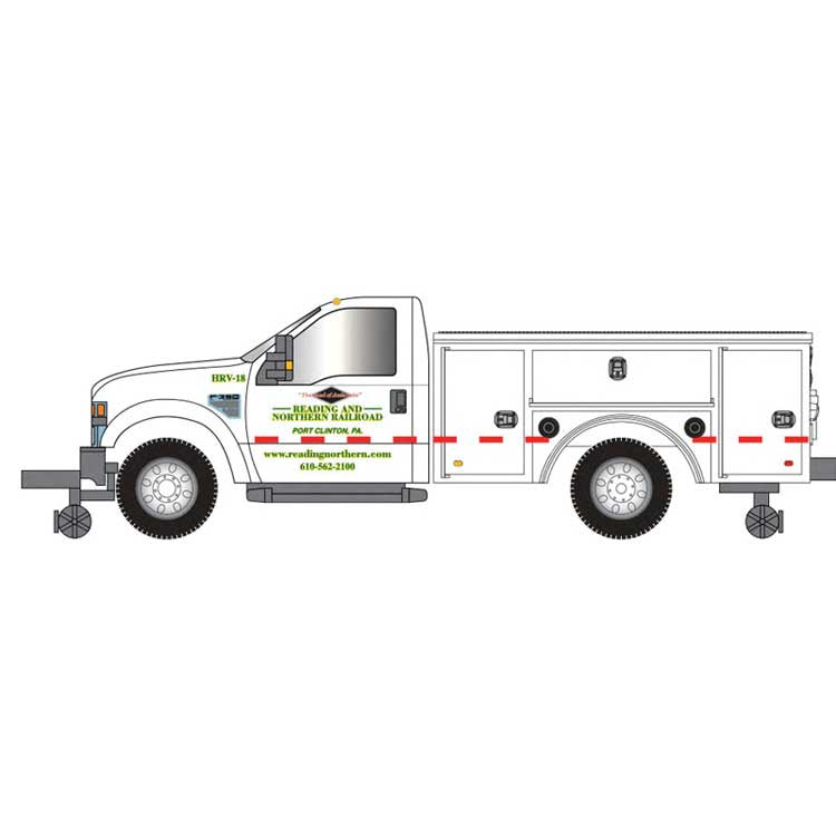 Atlas HO 2008 Ford(R) F-350 Hi-Rail Pickup Truck - Assembled -- Reading & Northern (RN) (white, black, yellow)