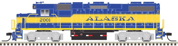 Atlas N EMD GP38-2 Phase II - Standard DC -- Alaska 2002 (blue, yellow)