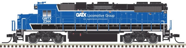 Atlas N EMD GP38-2 Phase II - LokSound and DCC -- GATX Leasing GMTX 2344 (black, blue)