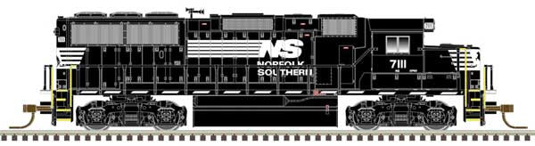 Atlas N EMD GP60 - Standard DC - Master(TM) Silver -- Norfolk Southern 7111 (black, white)