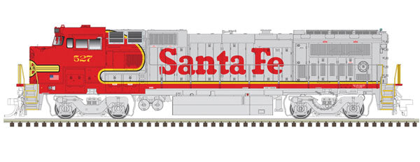 Atlas N GE Dash 8-40BW with Deck Ditch Lights - Standard DC - Master(R) -- Santa Fe 527 (Warbonnet, red, silver)