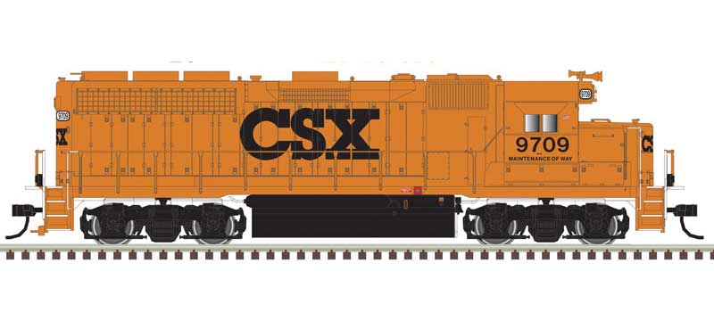 EMD Atlas N GP40 - Standard DC - Master(R) Silver -- CSX 9720 (MOW, orange, black)