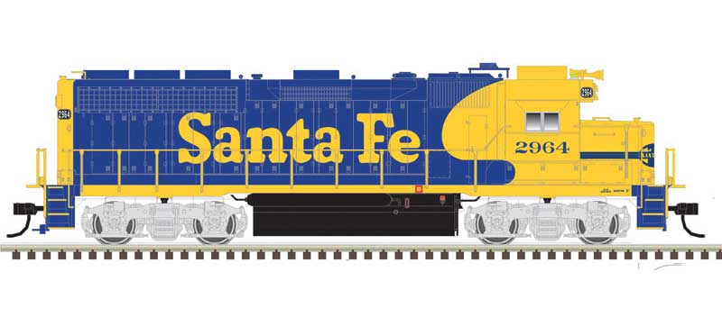 EMD Atlas N GP40 - LokSound and DCC - Master(R) Gold -- Santa Fe 2964 (Warbonnet, blue, yellow)