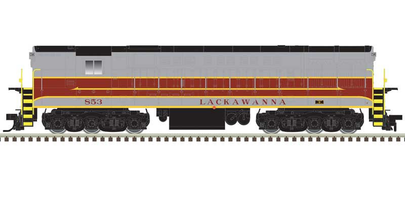 Atlas N FM H-24-66 Phase 1A Trainmaster - Standard DC -- Delaware, Lackawanna & Western #855 (gray, maroon, yellow)