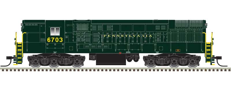 Atlas N FM H-24-66 Phase 2 Trainmaster - LokSound & DCC -- Pennsylvania Railroad #6703 (Brunswick Green, gold)