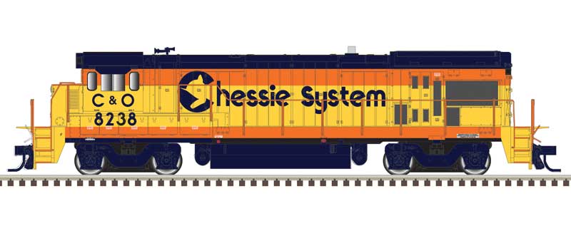 Atlas N GE B30-7 Low Nose - Standard DC - Master(R) Silver -- Chessie System #8238 (blue, yellow, vermillion)