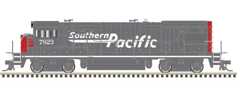 Atlas N GE B30-7 Low Nose - Standard DC - Master(R) Silver -- Southern Pacific #7828 (Ditch Lights, red, gray, Speed Lettering)