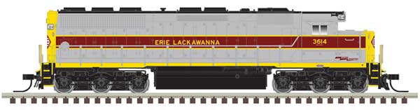 Atlas N EMD SD45 Low Nose - Sound and DCC - Master(R) Gold -- Erie Lackawanna #3614 (gray, maroon, yellow)