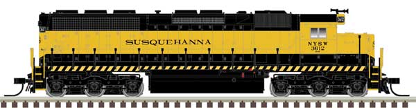 Atlas N EMD SD45 Low Nose - Standard DC - Master(R) Silver -- New York, Susquehanna & Western #3632 (black, yellow)