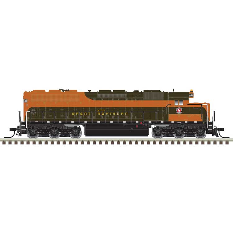 Atlas N EMD SD45 Low Nose - Standard DC - Master(R) Silver -- Great Northern #408 (Omaha Orange, green, yellow)