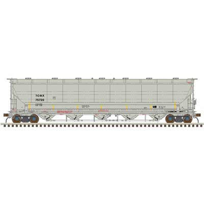 Atlas N Trinity 5660 PD Covered Hopper - Ready to Run -- CIT Group TCMX #75724 (gray, black, yellow conspicuity stripes)