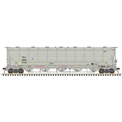 Atlas N Trinity 5660 PD Covered Hopper - Ready to Run -- Trinity Industries Leasing TILX #6023 (gray, black, yellow conspicuity strip