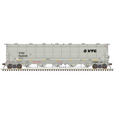 Atlas N Trinity 5660 PD Covered Hopper - Ready to Run -- VTG North America VTGX #562048 (gray, black, yellow conspicuity stripes)